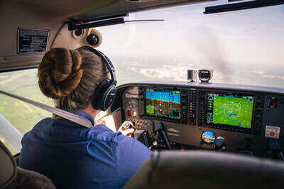 a student in the cockpit