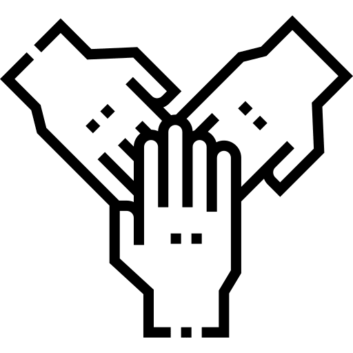 icon: three hands touching